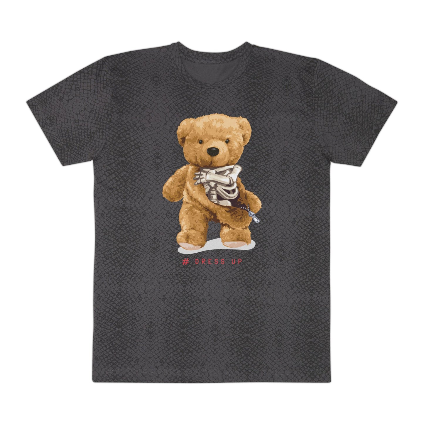 Cute Teddy Bear Graphic Tee, Casual Everyday Wear, Gift for Men, Animal Lover T-Shirt, Birthday Present, Fun Fashion Top Black Reptile