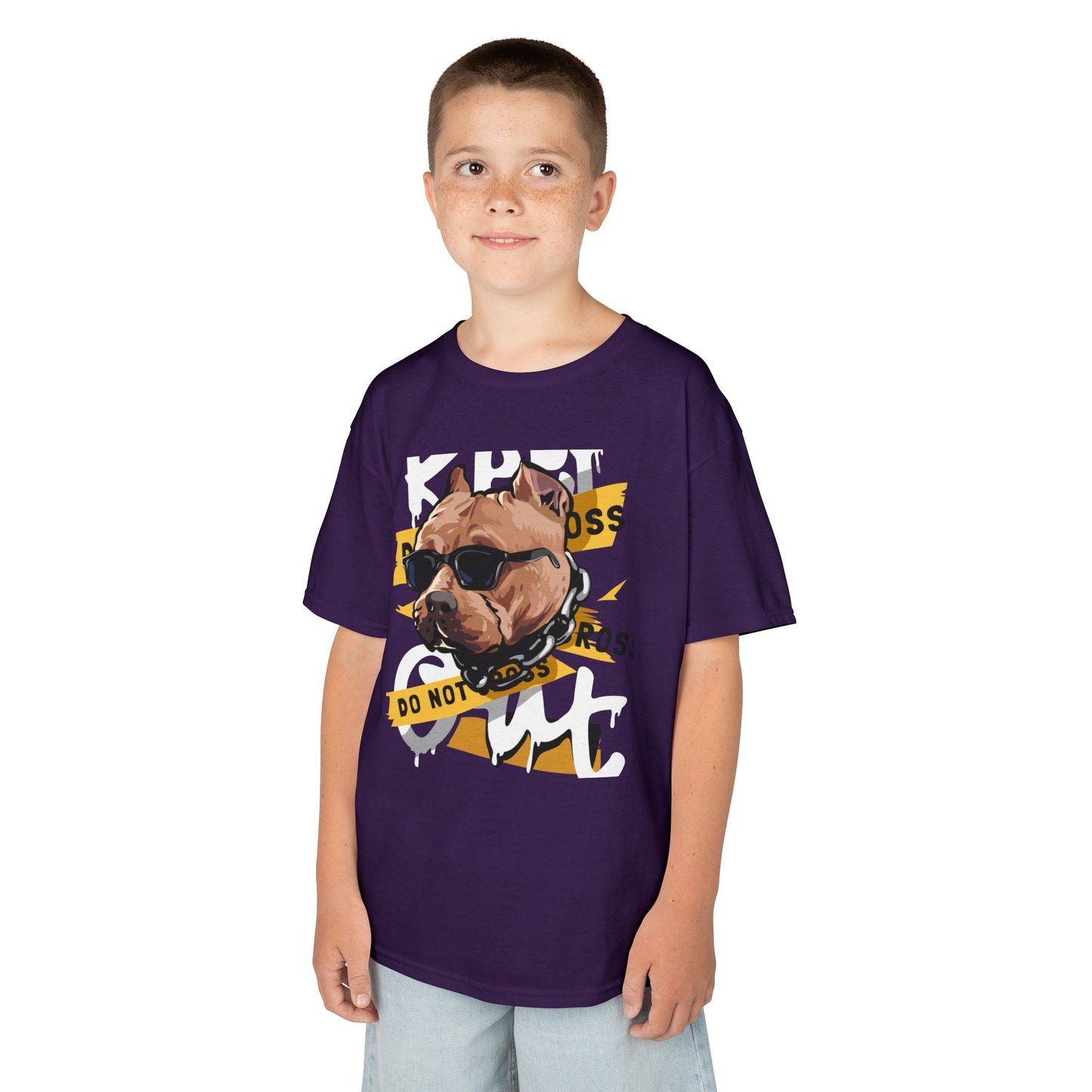 Cool Dog Graphic Kids Tee, Kids T-Shirt, Dog Lover Gift, Funny Animal Shirt, Birthday Gift, Casual Wear Purple