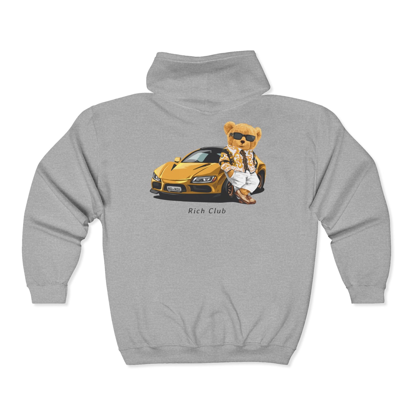 Cool Bear in Car Hoodie, Unisex Zip Sweatshirt, Streetwear, Gift for Car Lovers, Trendy Fashion, Unique Graphic Hoodie