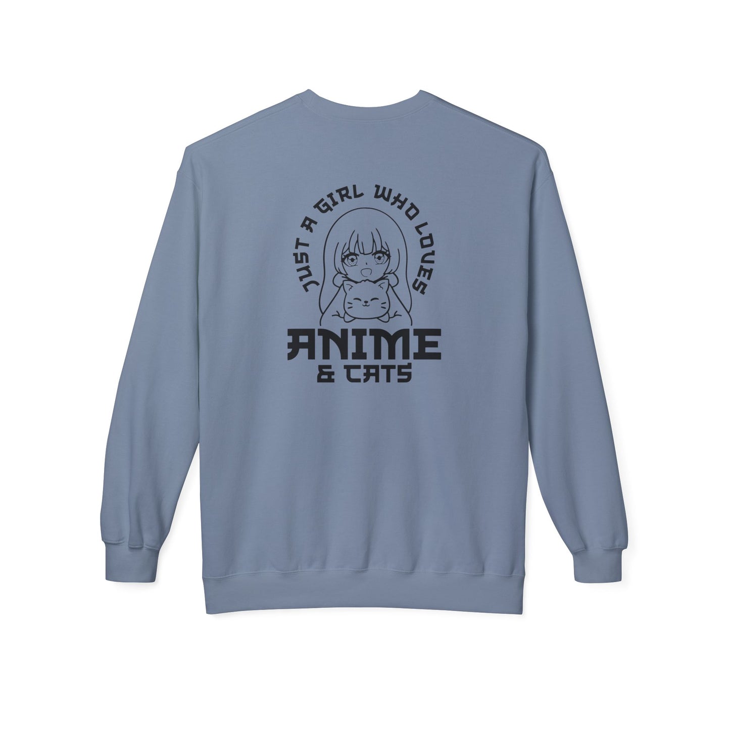 Anime & Cats Crewneck Sweatshirt, Cozy Gift for Anime Lovers, Cat Lover Apparel, Cute Anime Sweatshirt, Perfect for Casual Days