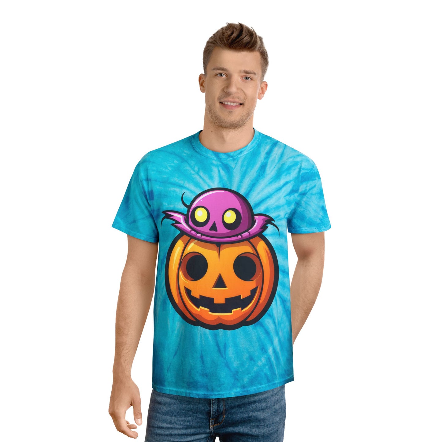 Pumpkin Halloween Tie-Dye Tee | Spooky Fun Shirt for Fall Celebrations, Costume Parties, Kids & Adults, Trendy Tie-Dye Fashion - Cozy Kawaii LLC