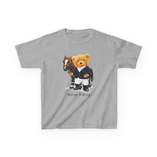Kids Horse Riding Tee - Fun, Comfortable Cotton Shirt for Equestrian Lovers, Ideal for Birthdays, Gifts, Everyday Wear, Kids Apparel Sport Grey