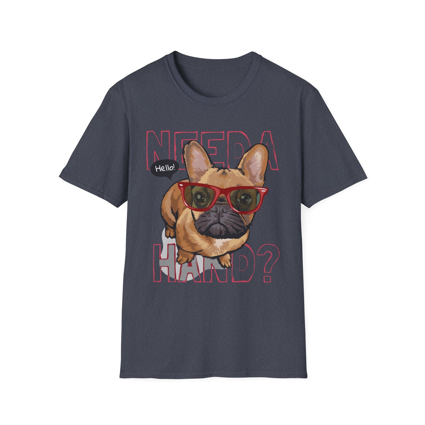Funny Dog T-Shirt – Need a Hand? Unisex Softstyle Tee, Gift for Dog Lovers, Cute Pet Apparel, Casual Wear, Animal Lover Shirt Heather Navy