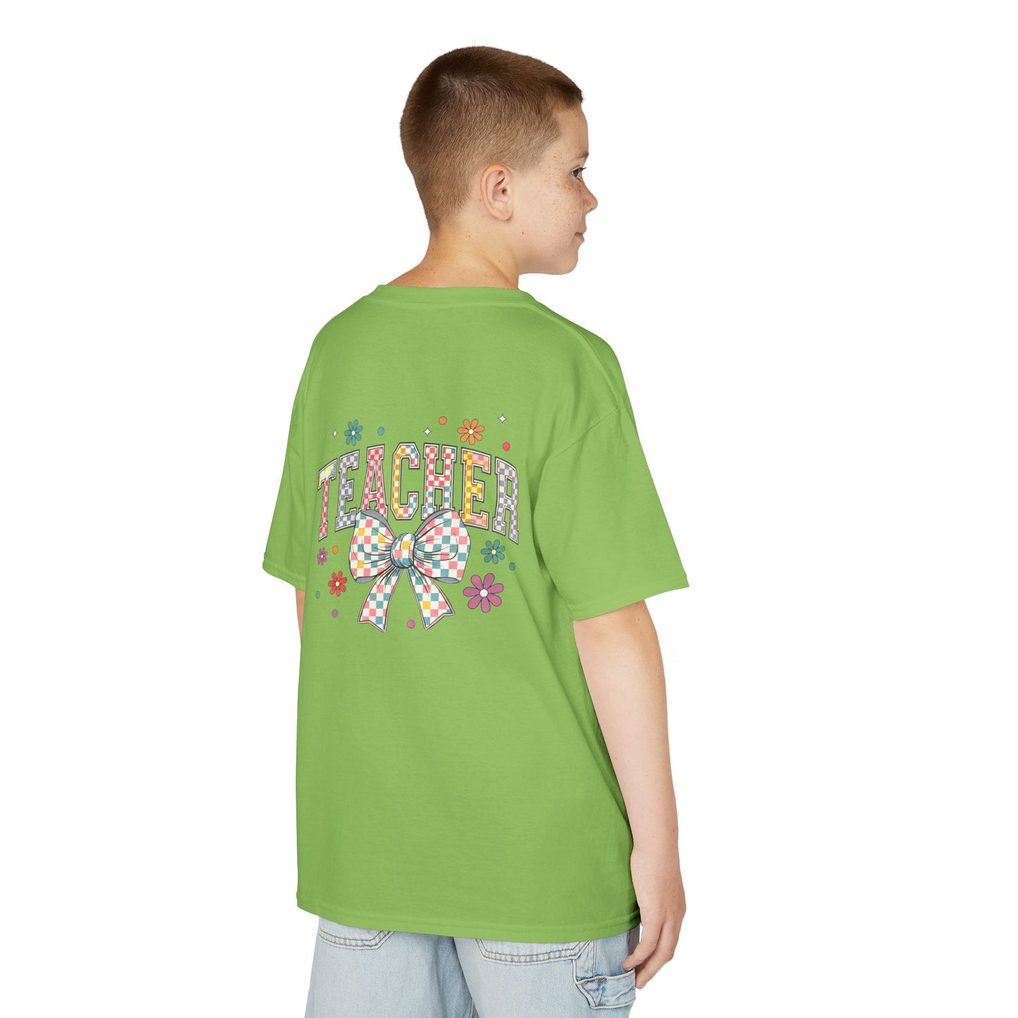 Teacher Kids Tee with Colorful Bow Design, Perfect for Back to School, Teacher Appreciation, Birthday Gift, Fun Classroom Wear