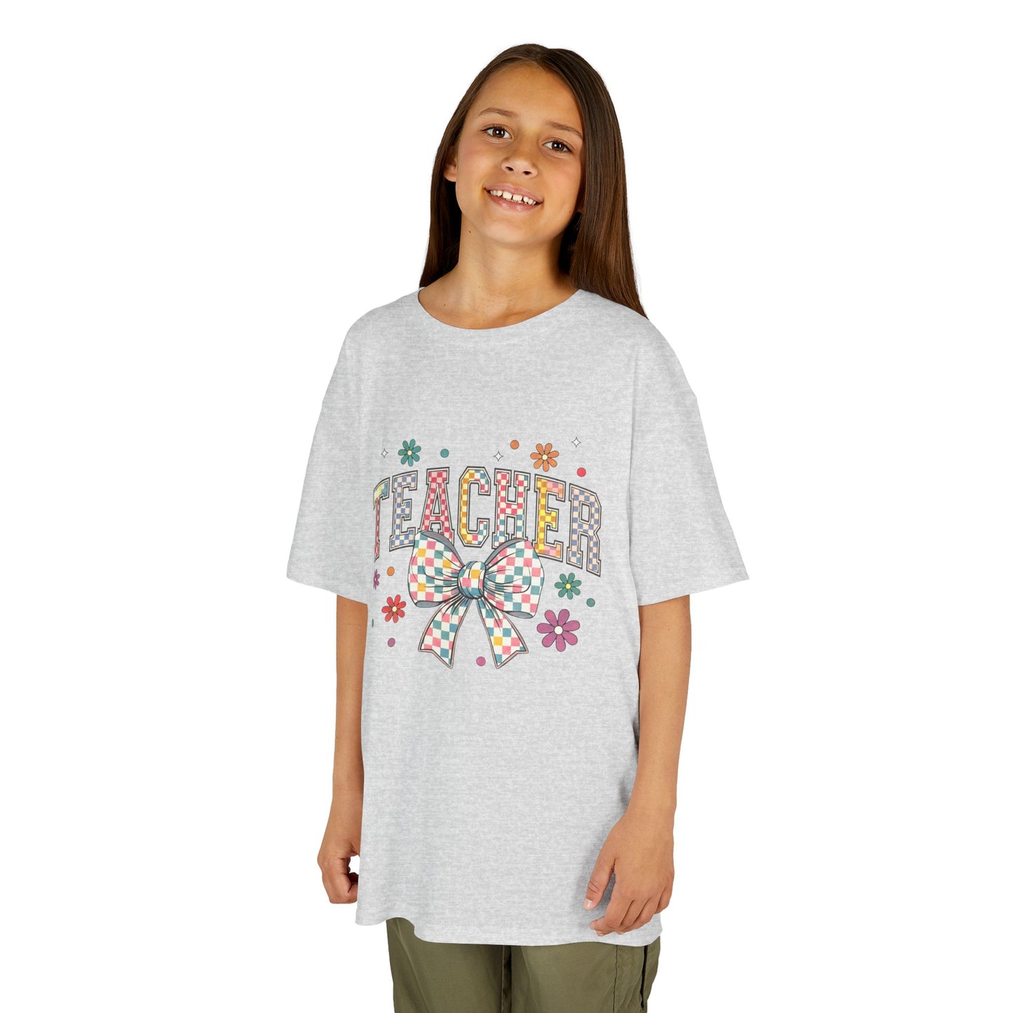 Teacher Kids Tee with Colorful Bow Design, Perfect for Back to School, Teacher Appreciation, Birthday Gift, Fun Classroom Wear