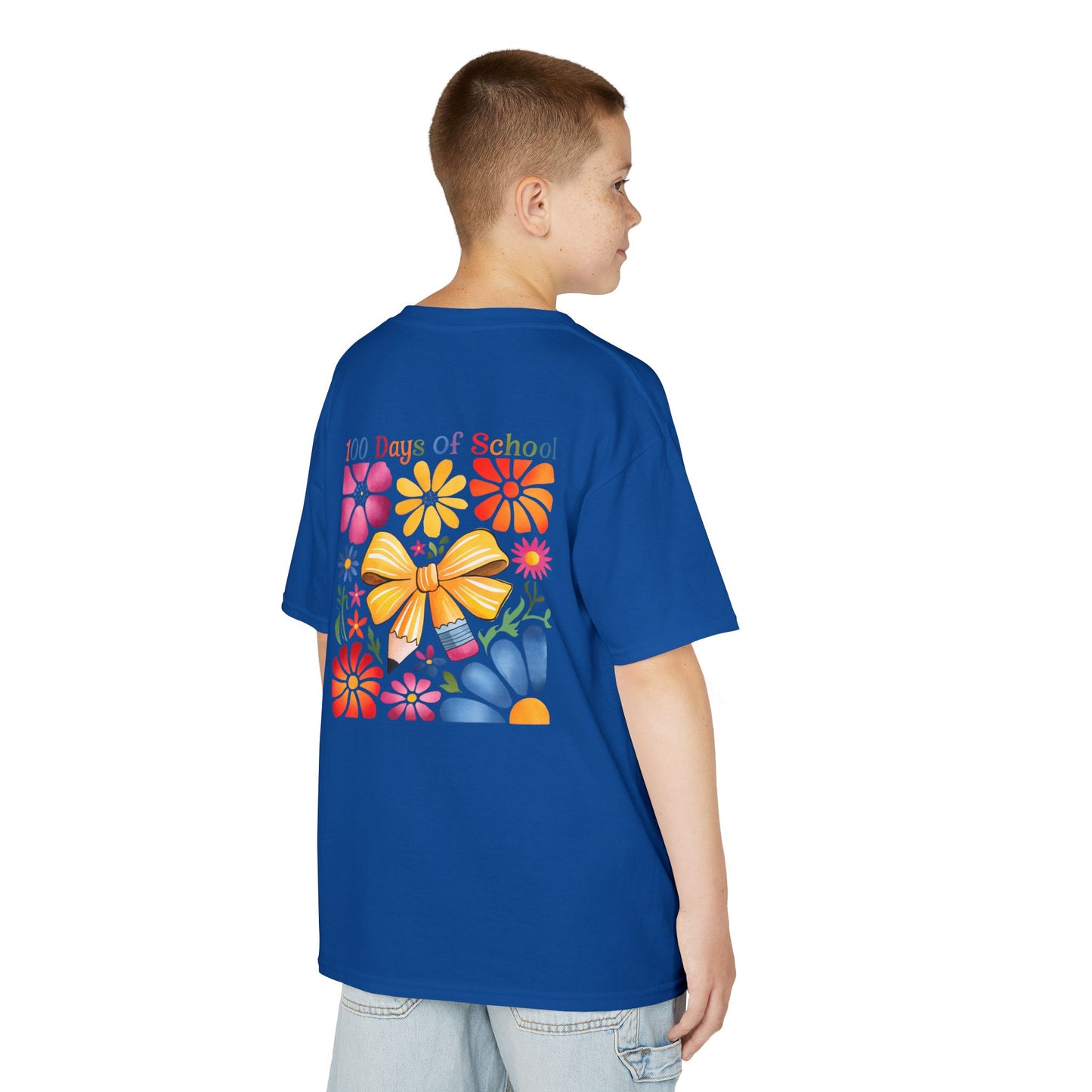 Colorful 100 Days of School Kids Tee, Flower Print T-Shirt for Students, End of Year Celebration Shirt, Fun School Day Wear, Gift for Kids