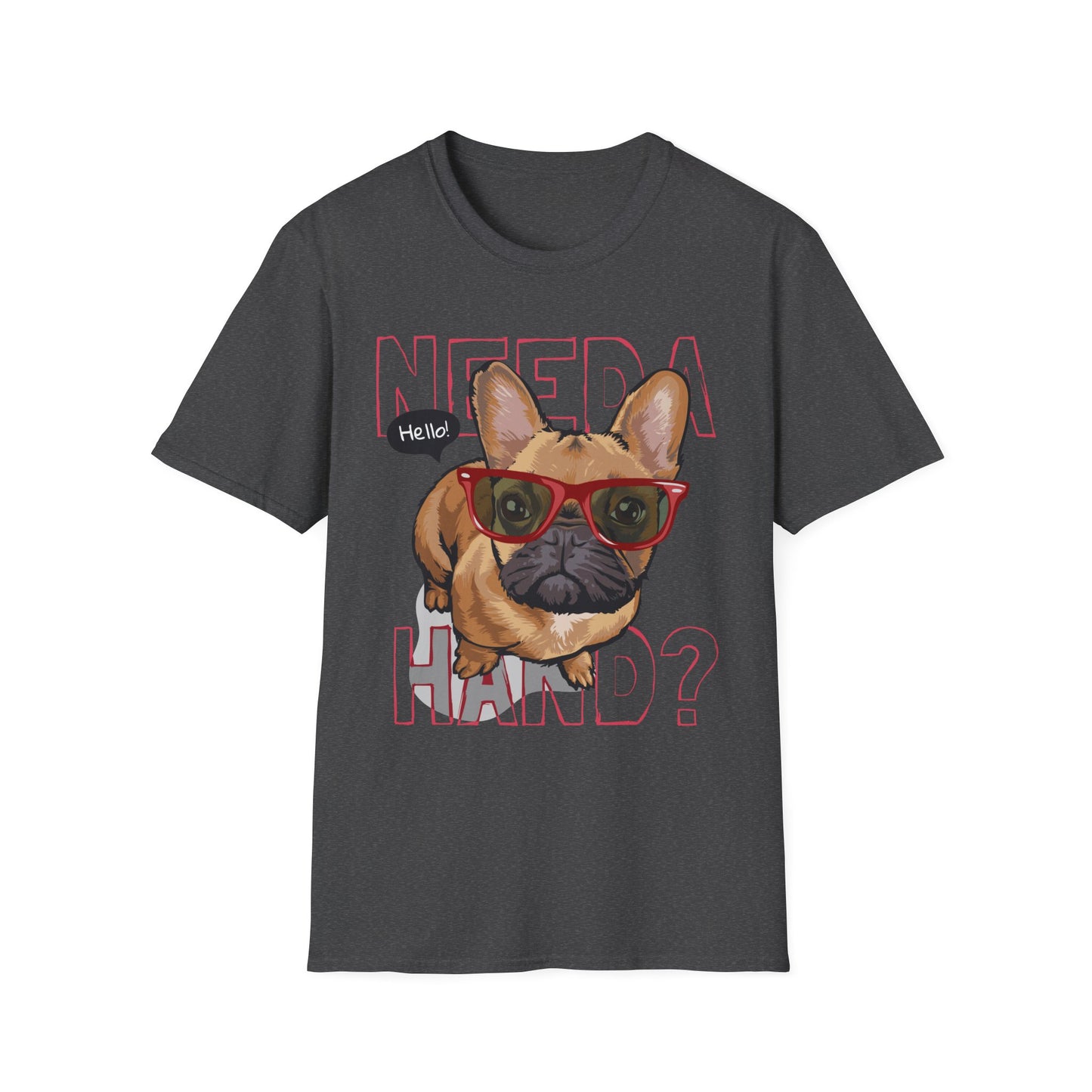 Funny Dog T-Shirt – Need a Hand? Unisex Softstyle Tee, Gift for Dog Lovers, Cute Pet Apparel, Casual Wear, Animal Lover Shirt Dark Heather