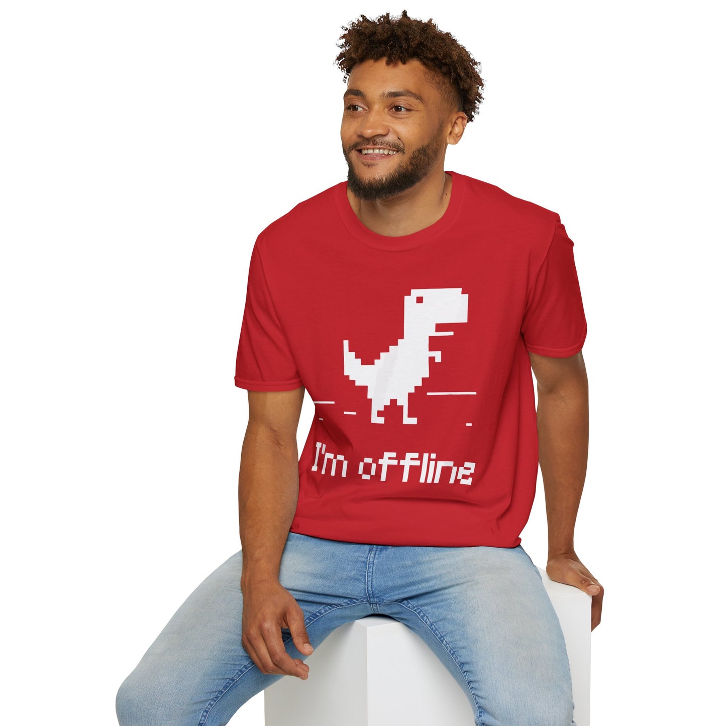 Retro Dinosaur Tee - I'm Offline T-Shirt | Perfect Gift for Gamers, Casual Wear, Retro Design, Birthday Surprise, Fun Gift