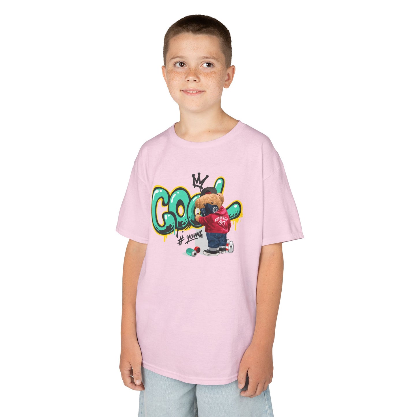 Cool Kids Heavy Cotton Tee, Fun T-Shirt for Children, Street Art Style Tee, Playful Graphic Shirt, Perfect for Birthdays and Everyday Wear