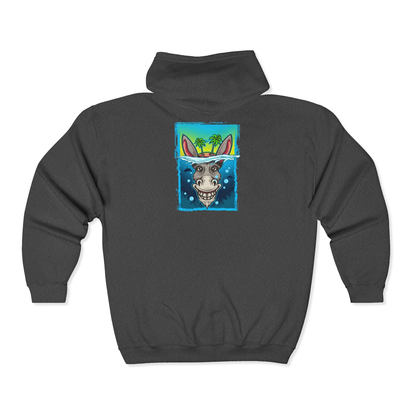 Funny Donkey Island Head Hoodie | Soft & Comfy Tropical Zip-Up