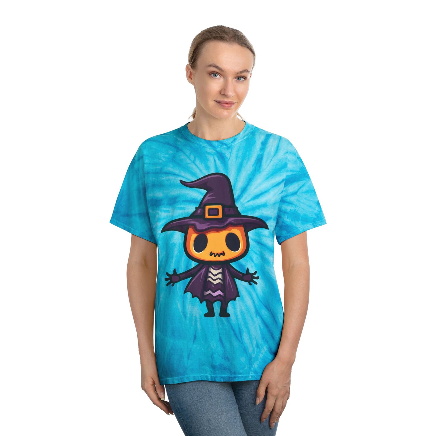 Whimsical Witch Tie-Dye Tee, Graphic Tee for Halloween, Cute Witch Shirt, Colorful Tie-Dye Top, Unique Gift for Spooky Season - Cozy Kawaii LLC