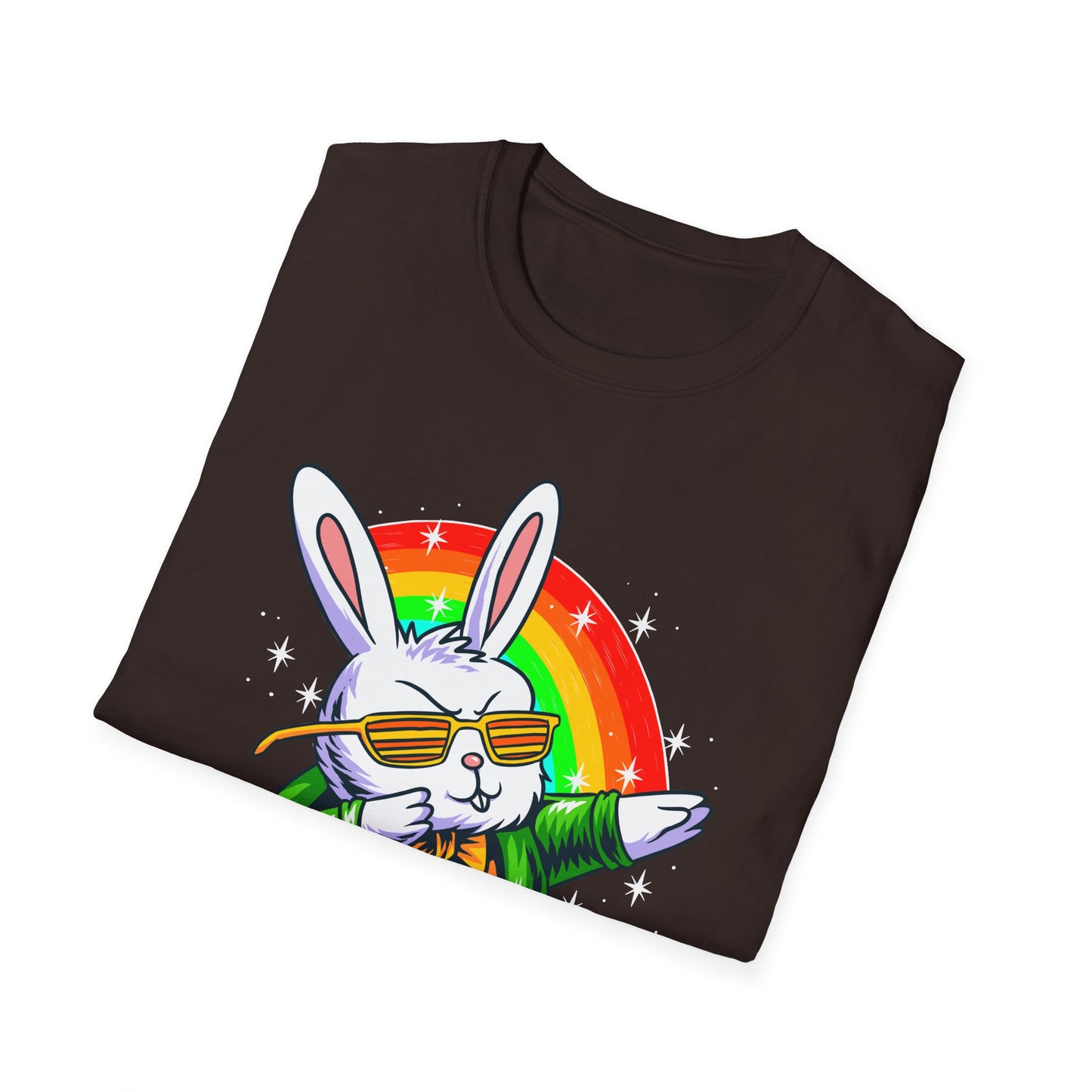 Rainbow Rabbit Cool Vibes Unisex T-Shirt, Fun Gift for Animal Lovers, Perfect for Parties, Birthdays, and Everyday Wear