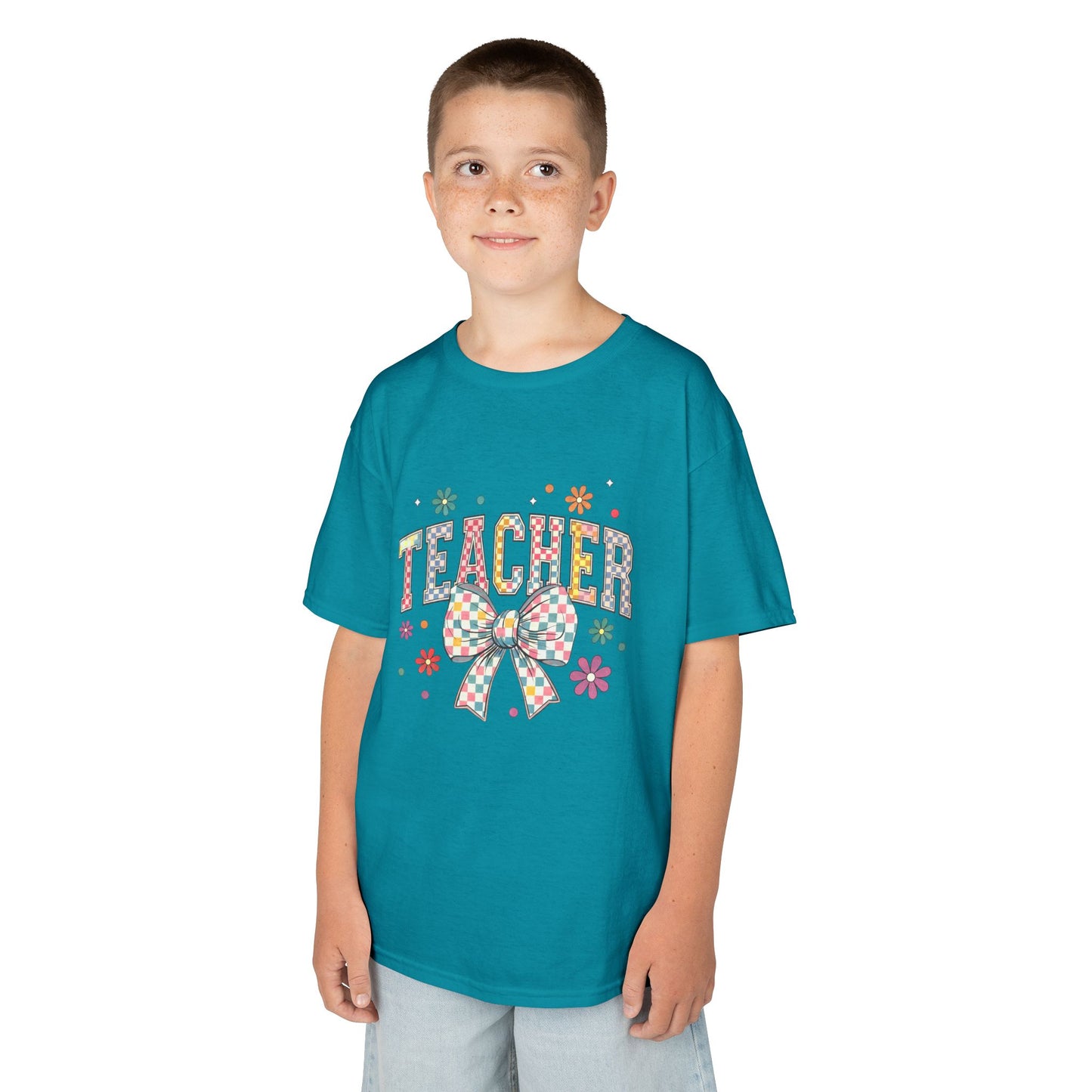 Teacher Kids Tee with Colorful Bow Design, Perfect for Back to School, Teacher Appreciation, Birthday Gift, Fun Classroom Wear