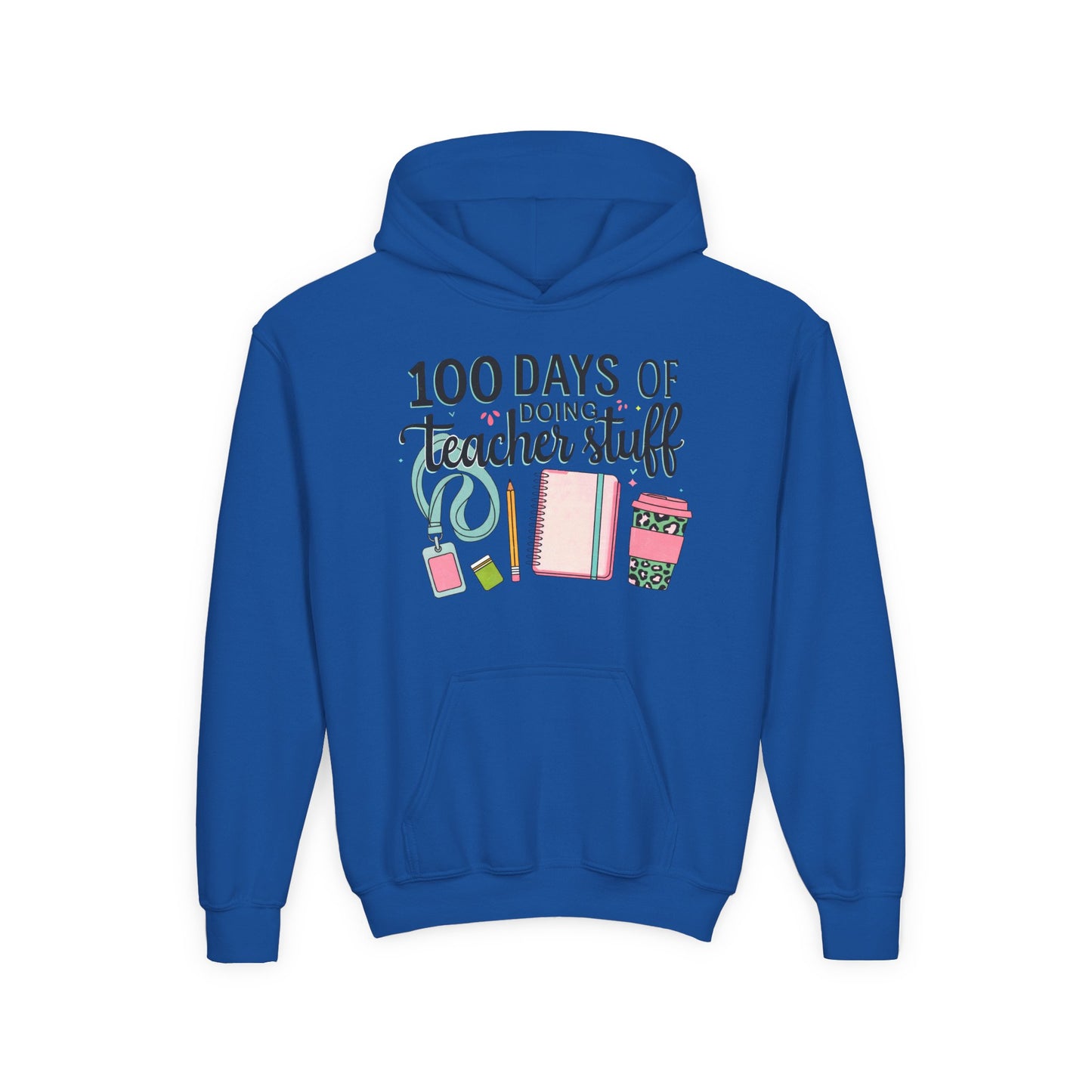 Teacher Appreciation Youth Hoodie, Perfect for School Days, Gifts for Educators, 100 Days of Teacher Stuff, Cozy Classroom Wear, Fun Royal