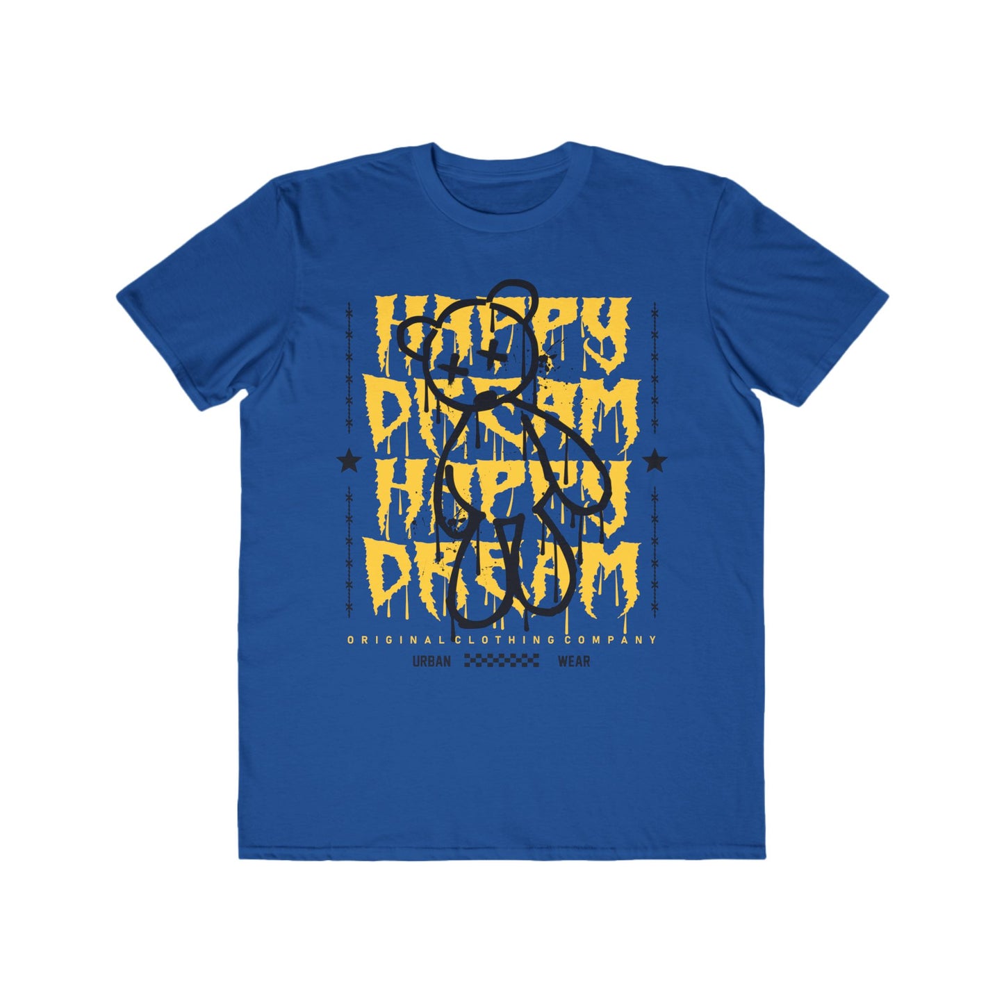 Happy Dream Bear Urban Wear For Men, Casual Graphic T-Shirt, Gift for Him, Trendy Summer Wear, Unique Streetwear Style Royal Blue