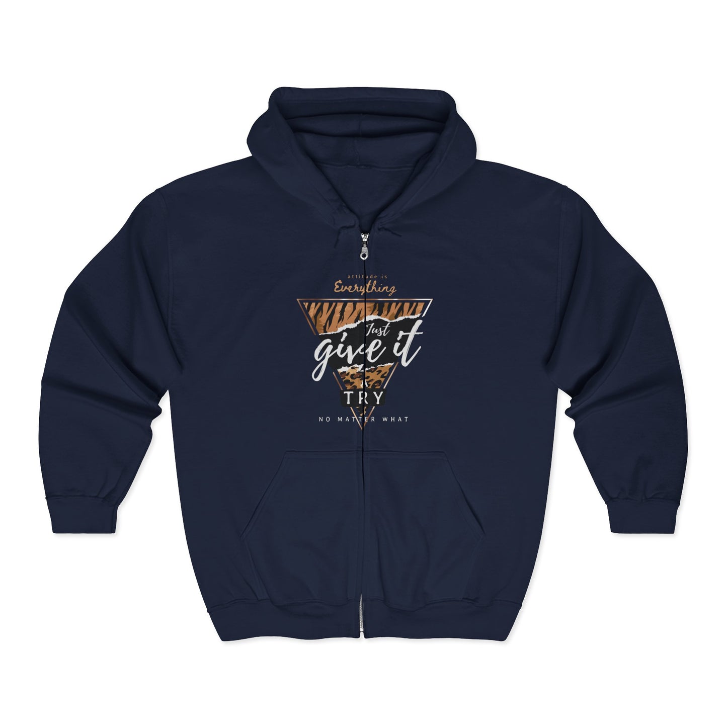 Zip-Up Hoodie Attitude is Everything - Just Give it a Try Navy