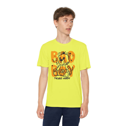 Youth Spirit Graphic Tee with Playful Bear Design, Fun Kids Shirt, Trendy Youth Apparel, Toddler Sportswear, Unique Birthday Gift Neon Yellow