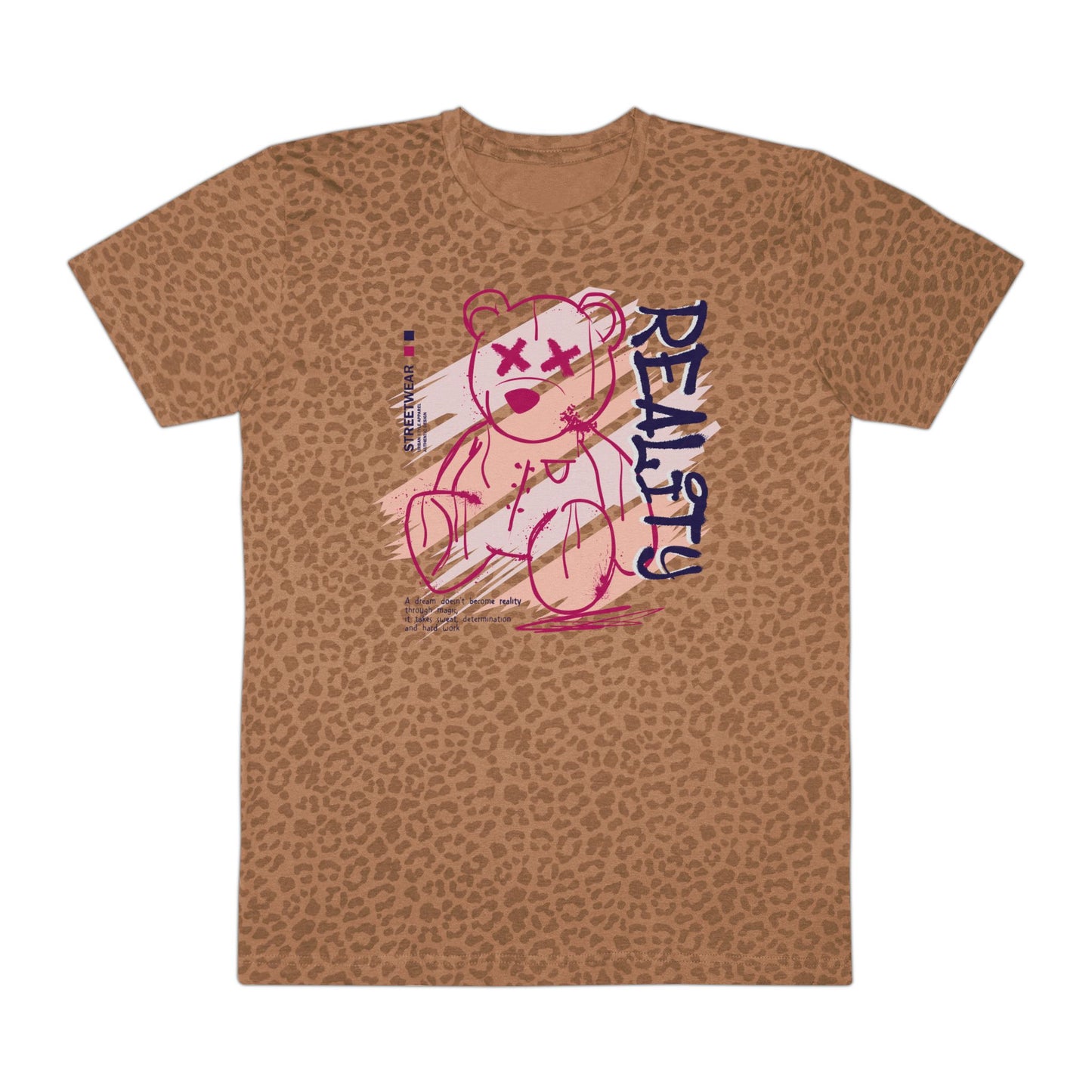 Trendy Graphic Tee: Reality Bear, Casual Wear, Street Style, Gift for Him, Summer Outfit Brown Leopard
