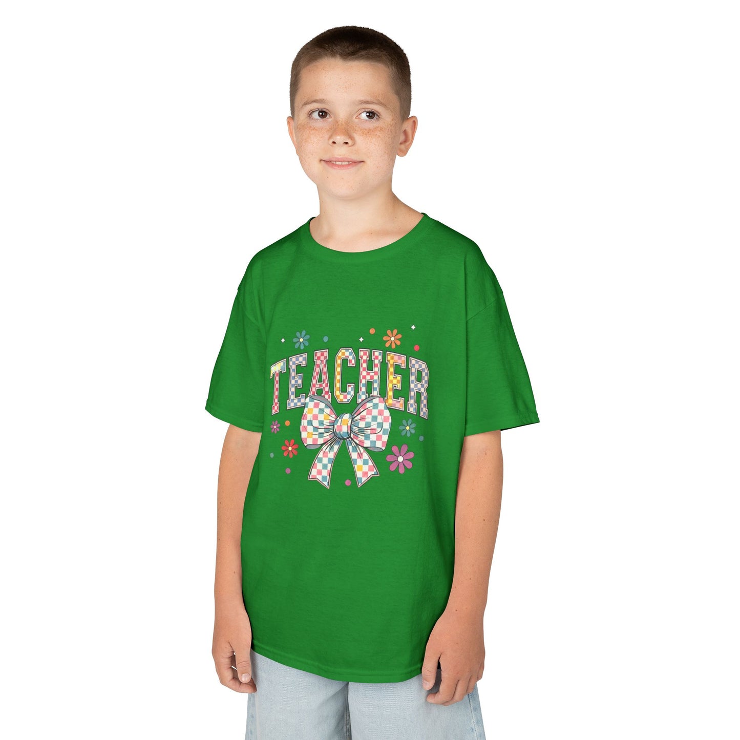 Teacher Kids Tee with Colorful Bow Design, Perfect for Back to School, Teacher Appreciation, Birthday Gift, Fun Classroom Wear