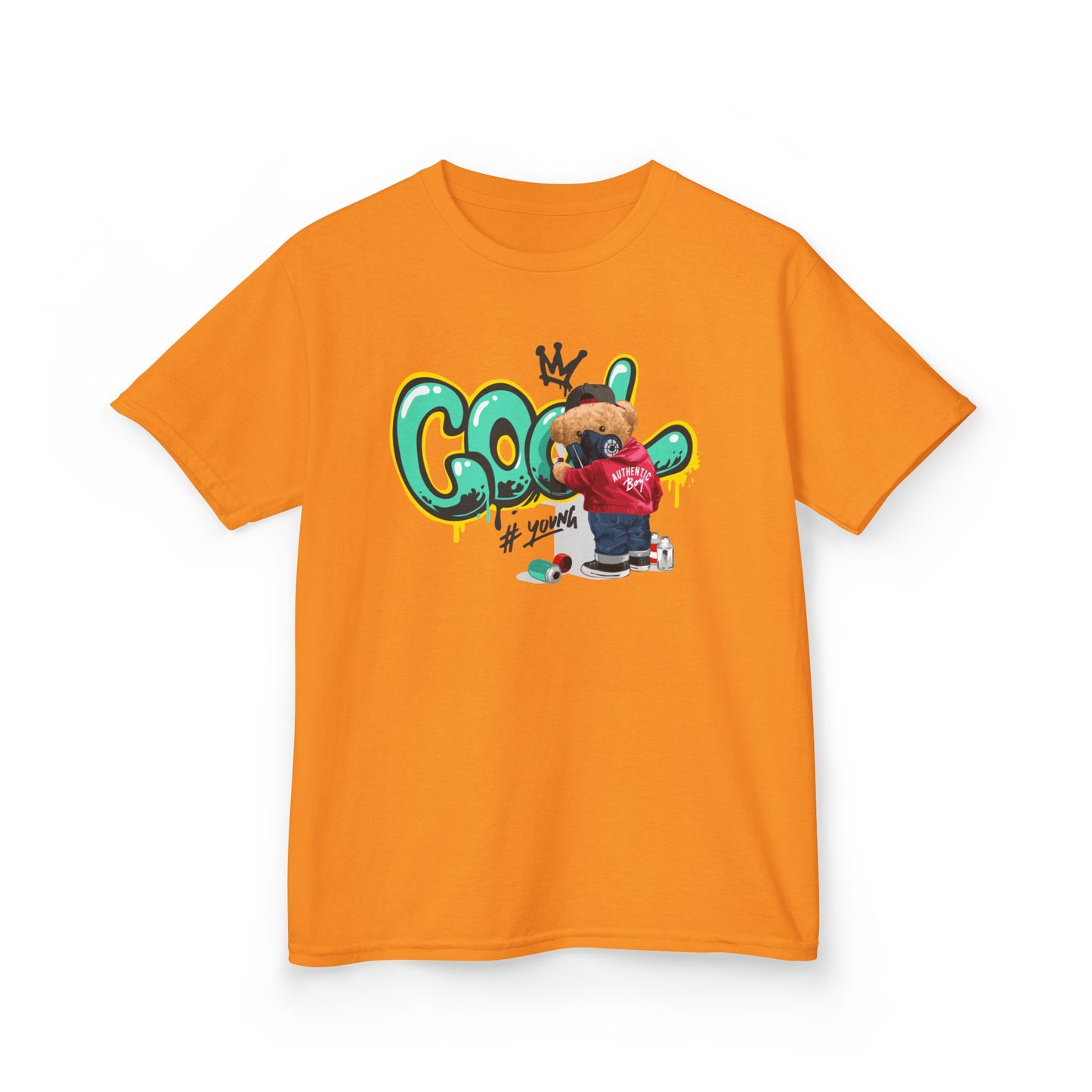 Cool Kids Heavy Cotton Tee, Fun T-Shirt for Children, Street Art Style Tee, Playful Graphic Shirt, Perfect for Birthdays and Everyday Wear Tennessee Orange