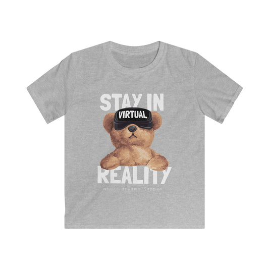 Kids Virtual Reality Tee - Fun Cotton T-Shirt, Stay in Reality, Gift for Gamers, Cool Casual Wear, Birthday Gift, Playdate Outfit Sport Grey
