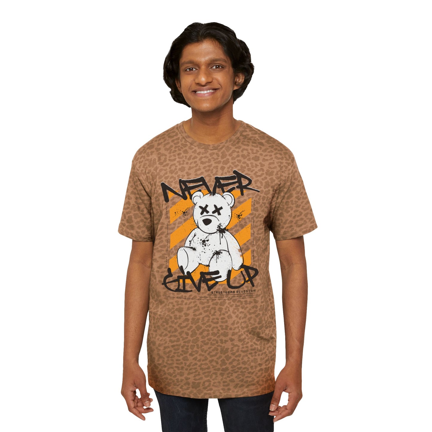 Men's Graphic Tee with Inspirational Message, Urban Style Casual Shirt, Gift for Friends, Everyday Wear, Never Give Up Tee