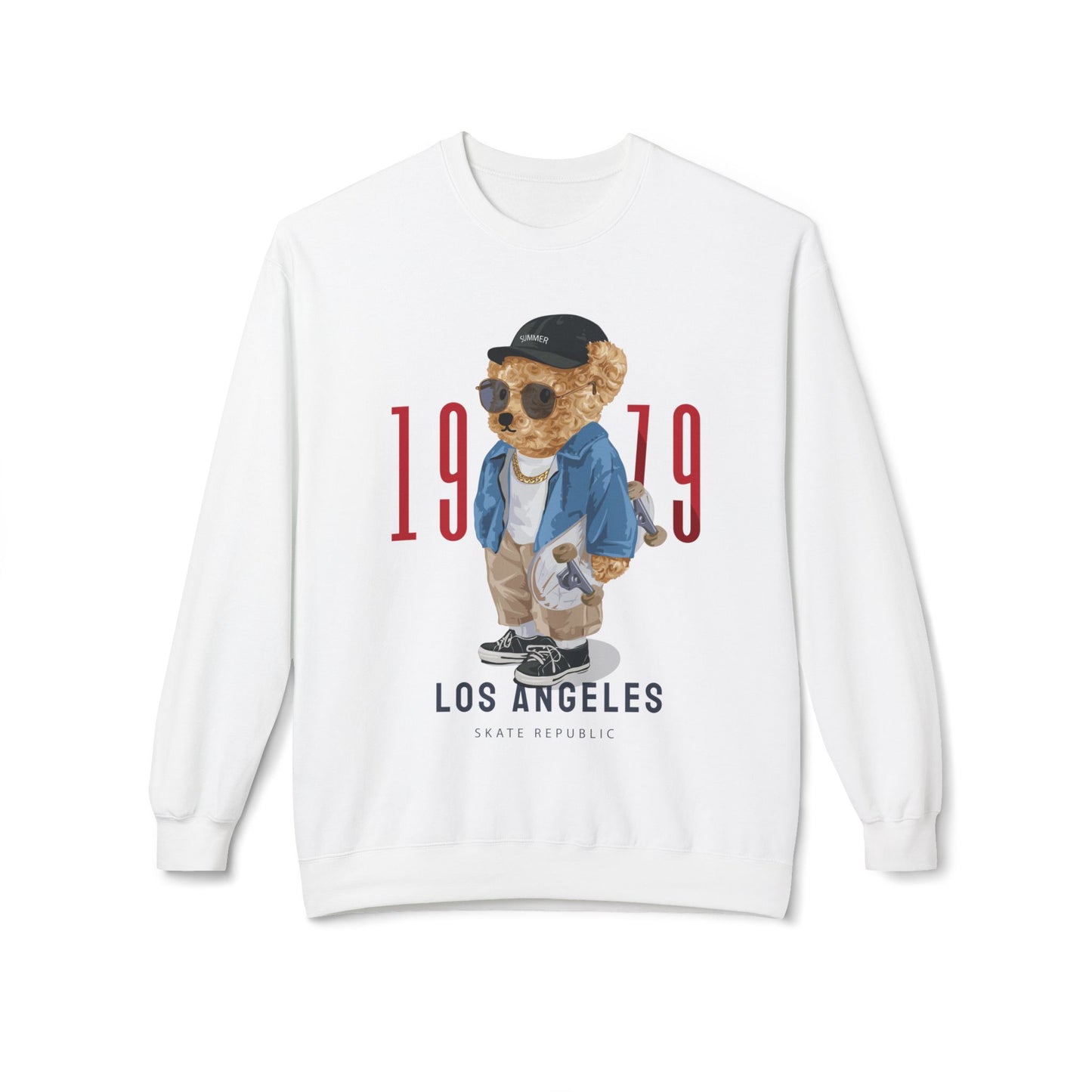 Vintage Los Angeles Bear Sweatshirt, Cozy Crewneck, Unisex Fleece Top, 1979 Style, Perfect for Casual Outfits, Gift for Bears Lovers White