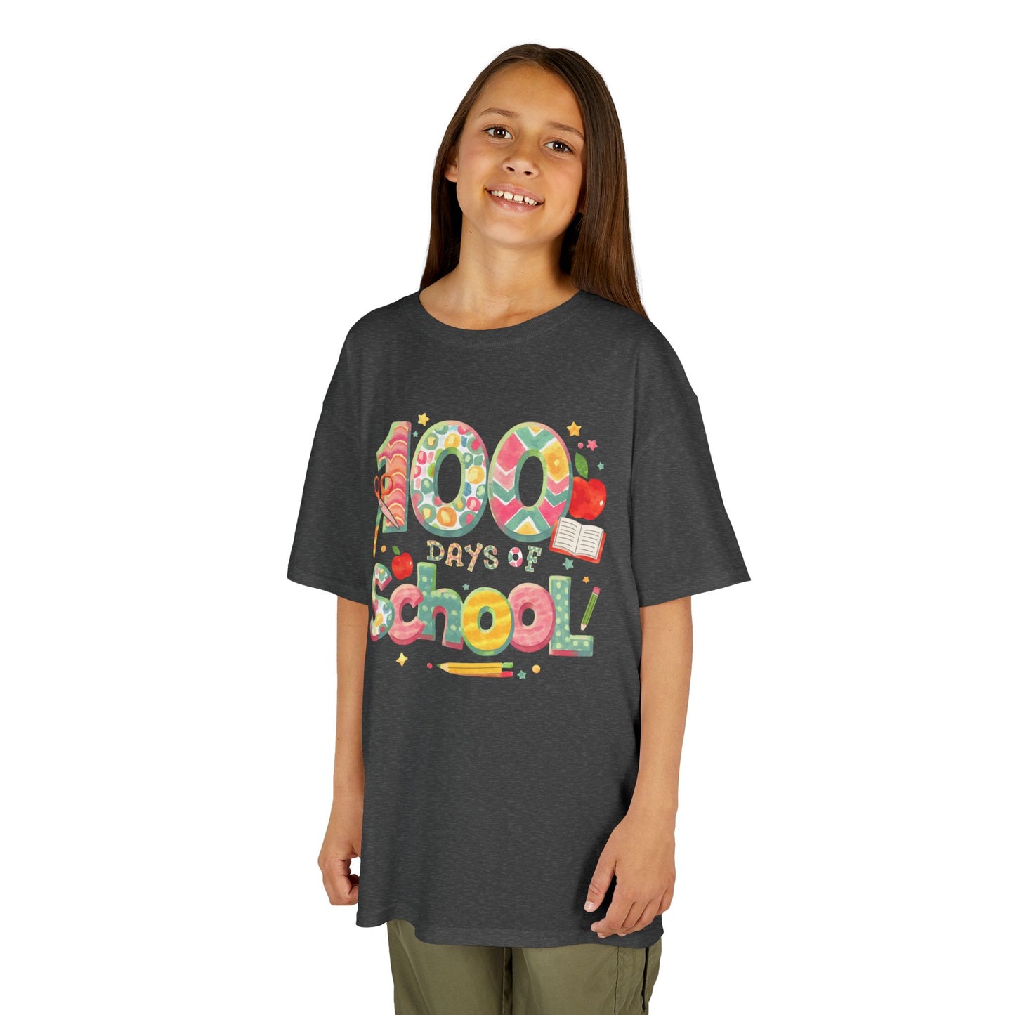 Kids School Celebration Tee - 100 Days of School, Class Shirt, Back to School Outfit, Fun Teacher Gift, Kids Education Apparel Dark Heather