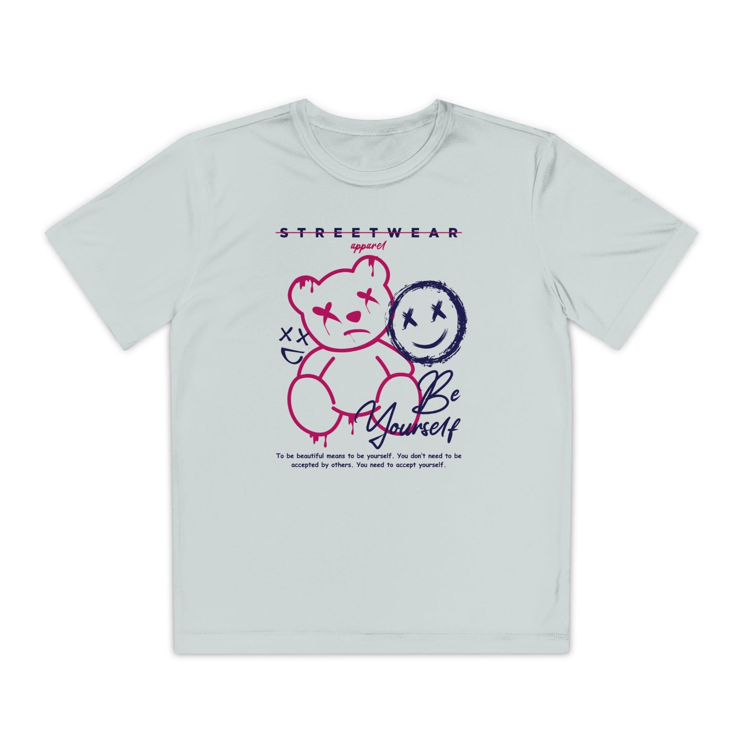 Cool Youth Streetwear Tee - 'Be Yourself' Graphic, Trendy Youth T-Shirt, Casual Wear, Birthday Gift, Fashionable Gift Silver