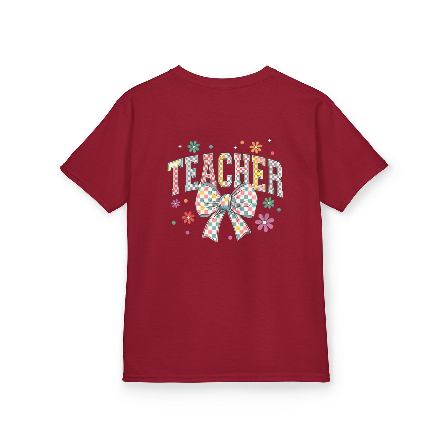 Teacher Kids Tee with Colorful Bow Design, Perfect for Back to School, Teacher Appreciation, Birthday Gift, Fun Classroom Wear