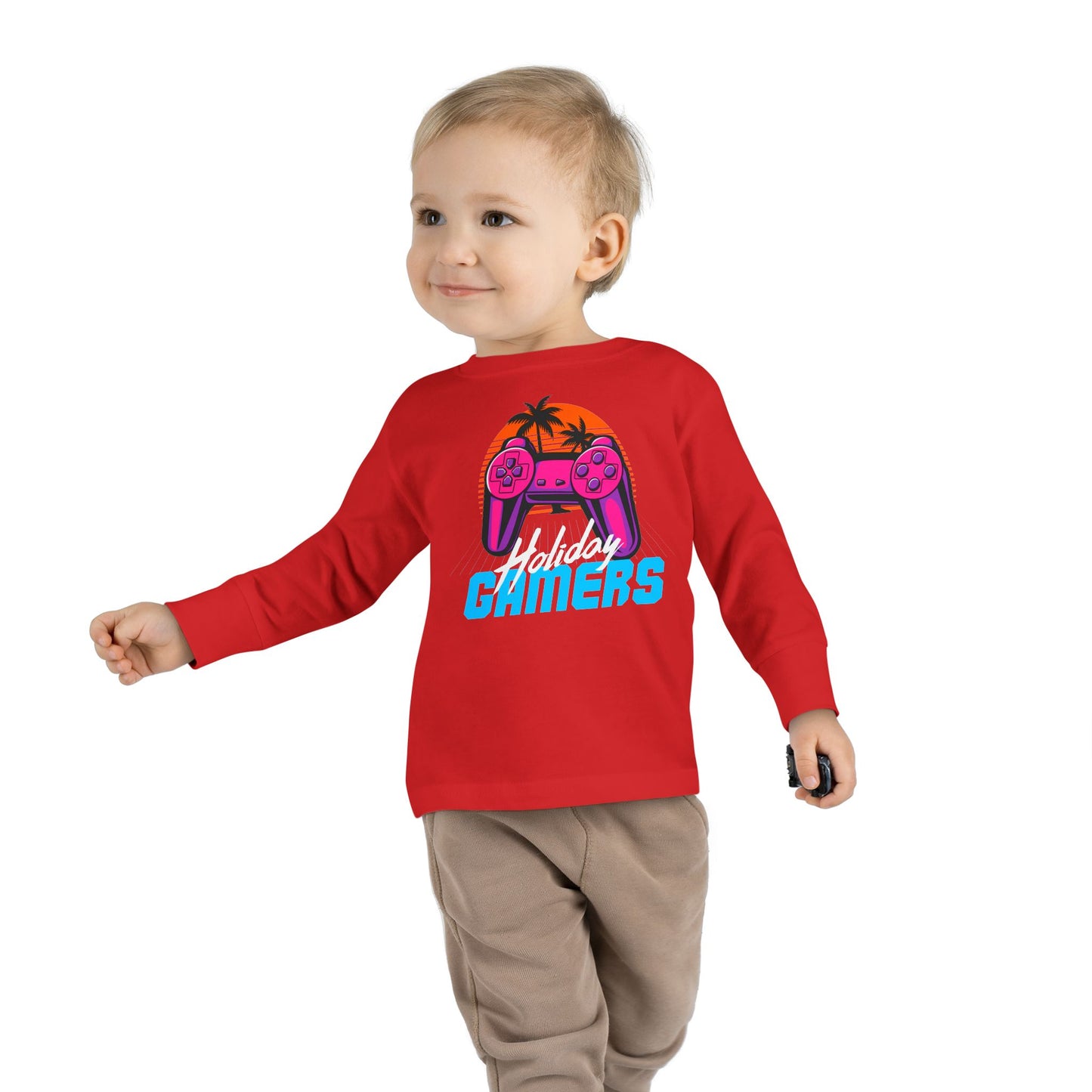 Holiday Gamers Toddler Long Sleeve Tee, Kids Gaming Shirt, Playful Toddler Apparel, Gift for Gamers, Fun Children's Top