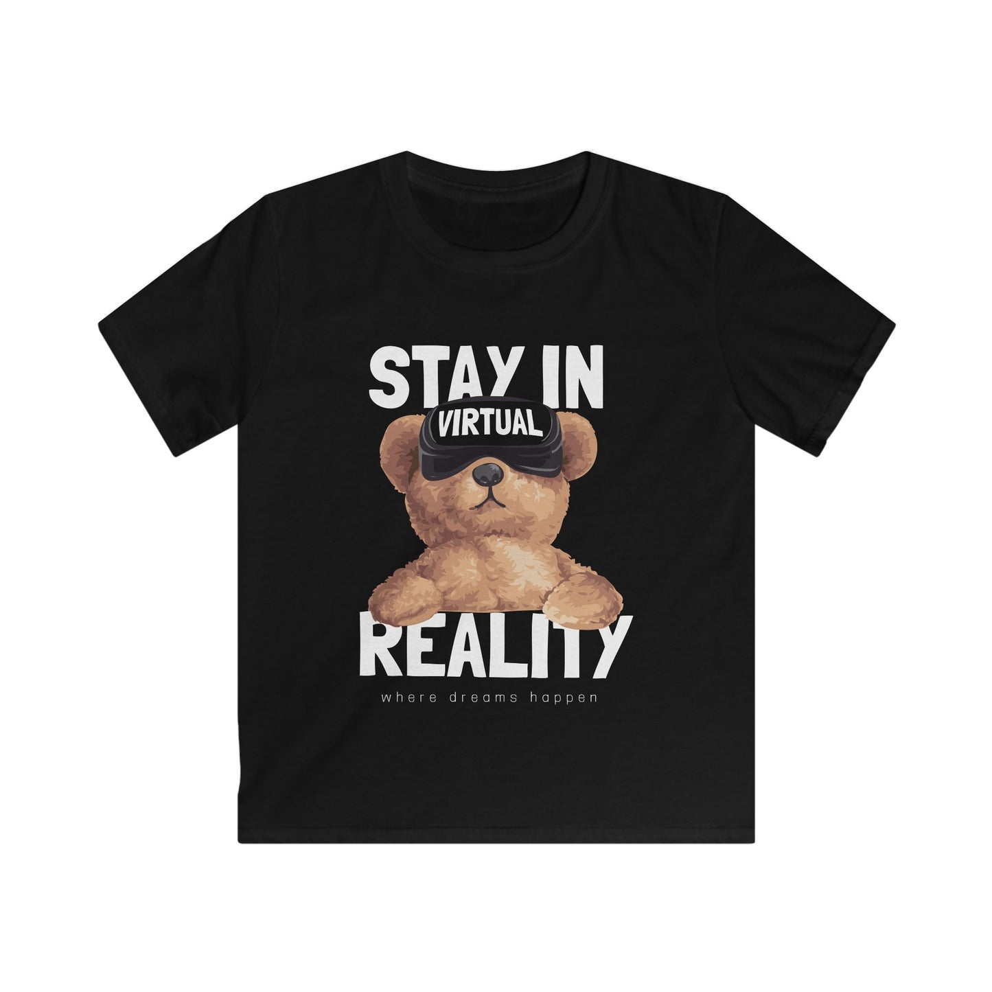Kids Virtual Reality Tee - Fun Cotton T-Shirt, Stay in Reality, Gift for Gamers, Cool Casual Wear, Birthday Gift, Playdate Outfit Black
