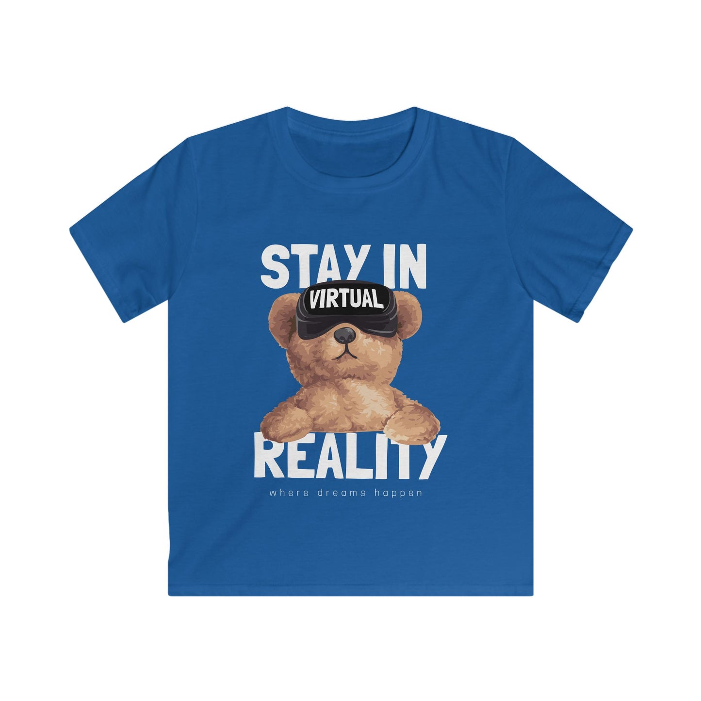 Kids Virtual Reality Tee - Fun Cotton T-Shirt, Stay in Reality, Gift for Gamers, Cool Casual Wear, Birthday Gift, Playdate Outfit Royal