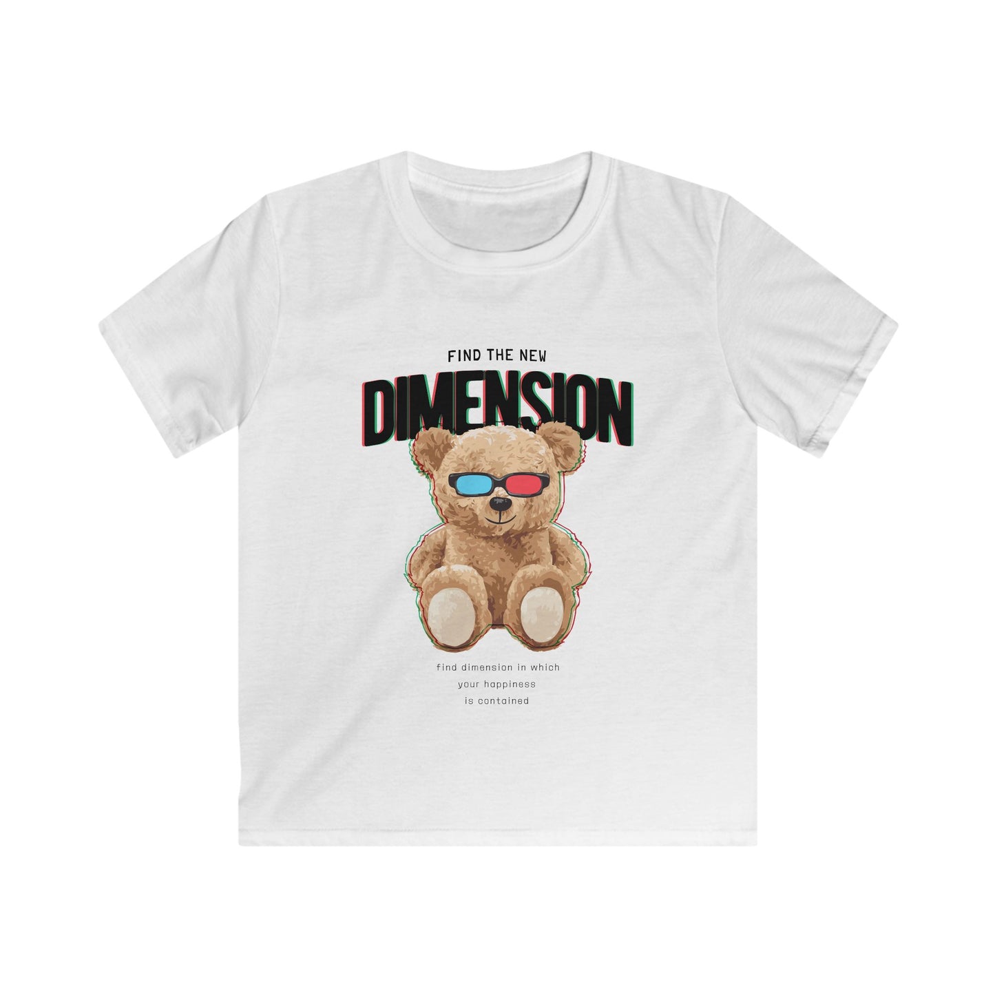 Find the New Dimension Kids Tee, Cute Teddy Bear Shirt, Fun Graphic Tee, Birthday Gift for Kids, Cool Summer Shirt White