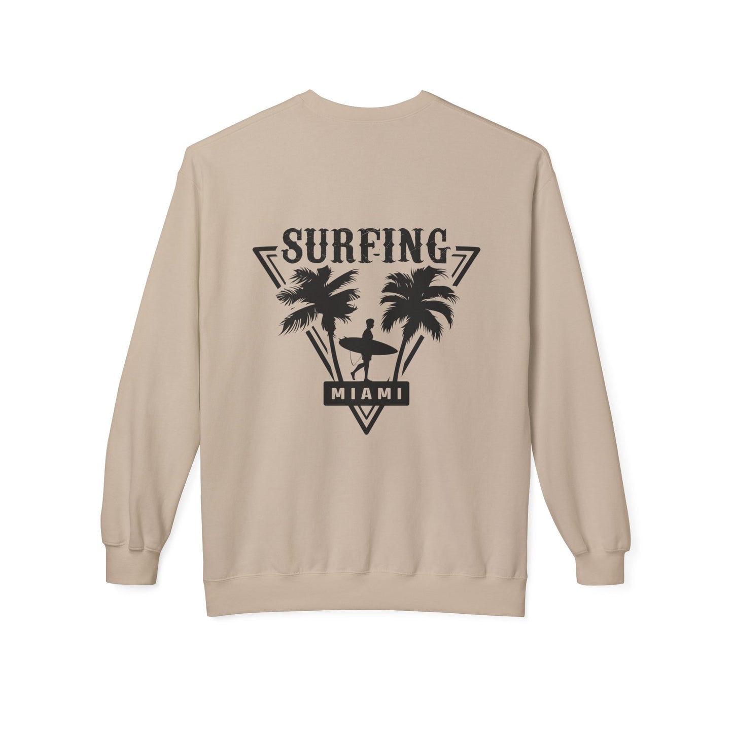 Miami Surfing Sweatshirt, Unisex Sweatshirt, Beach Lover Gift, Casual Layering Piece, Summer Vibes Apparel, Surfing Lifestyle Clothing