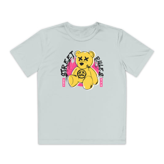 Street Bear Youth Tee - Trendy Graphic T-Shirt, Kids' Casual Wear, Birthday Gift, Streetwear Style, Cool Summer Shirt Silver