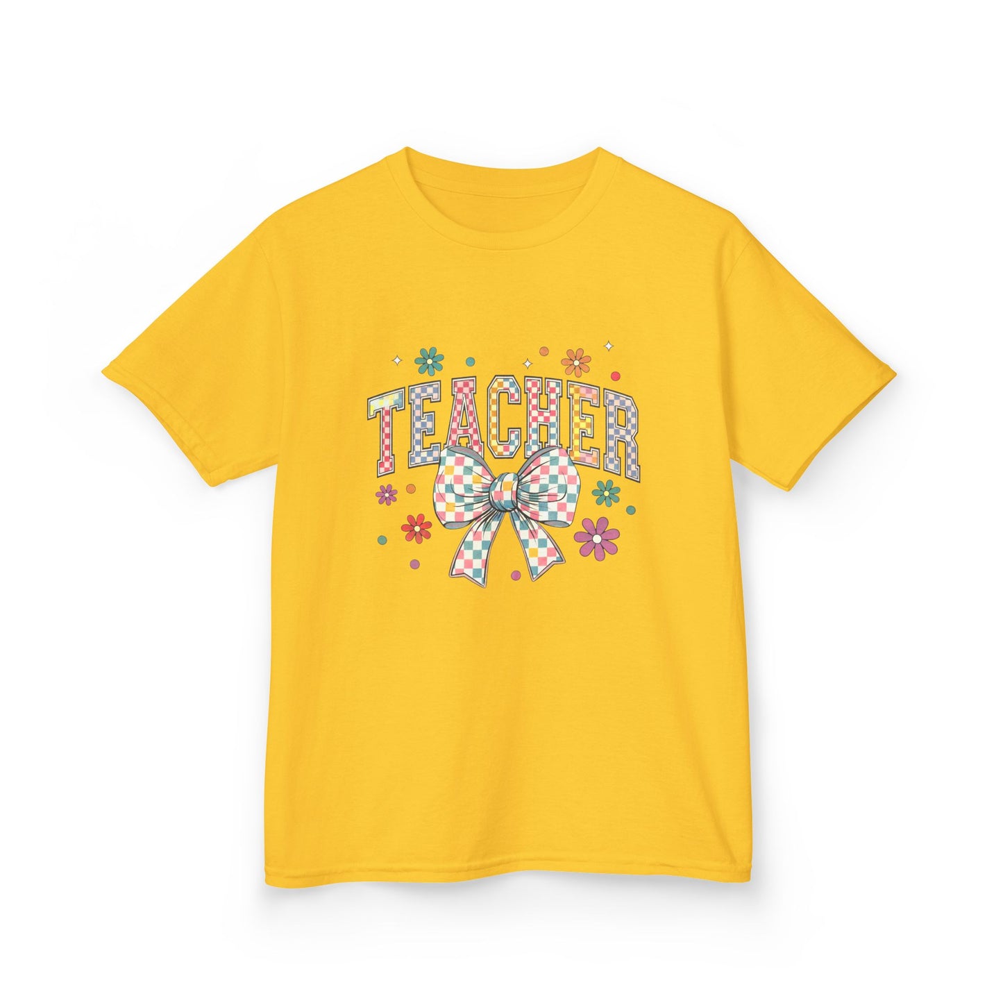 Teacher Kids Tee with Colorful Bow Design, Perfect for Back to School, Teacher Appreciation, Birthday Gift, Fun Classroom Wear Daisy