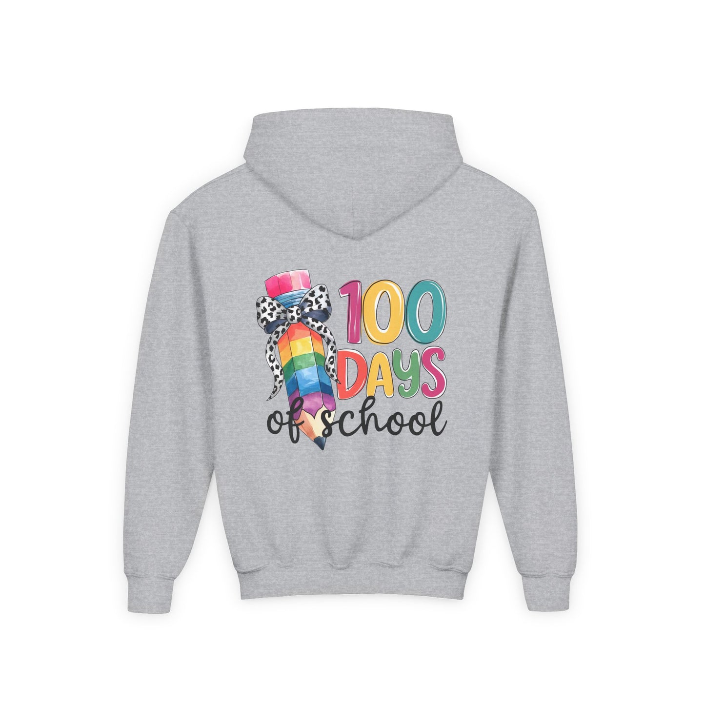 Colorful 100 Days of School Youth Hoodie, Fun School Celebration Sweatshirt, Back-to-School Gift, Kids Fashion, Classroom Style