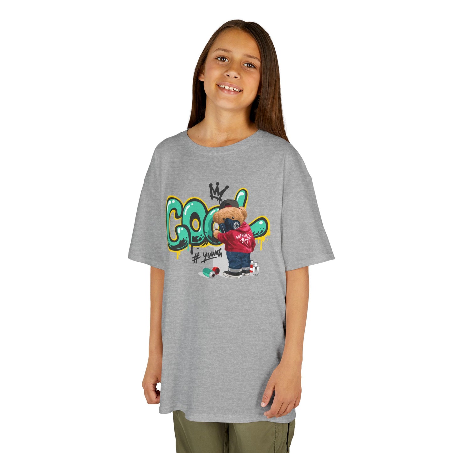 Cool Kids Heavy Cotton Tee, Fun T-Shirt for Children, Street Art Style Tee, Playful Graphic Shirt, Perfect for Birthdays and Everyday Wear
