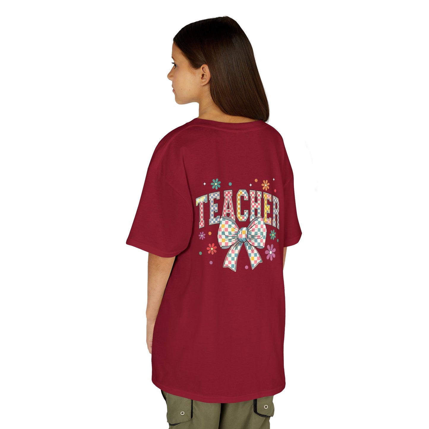Teacher Kids Tee with Colorful Bow Design, Perfect for Back to School, Teacher Appreciation, Birthday Gift, Fun Classroom Wear