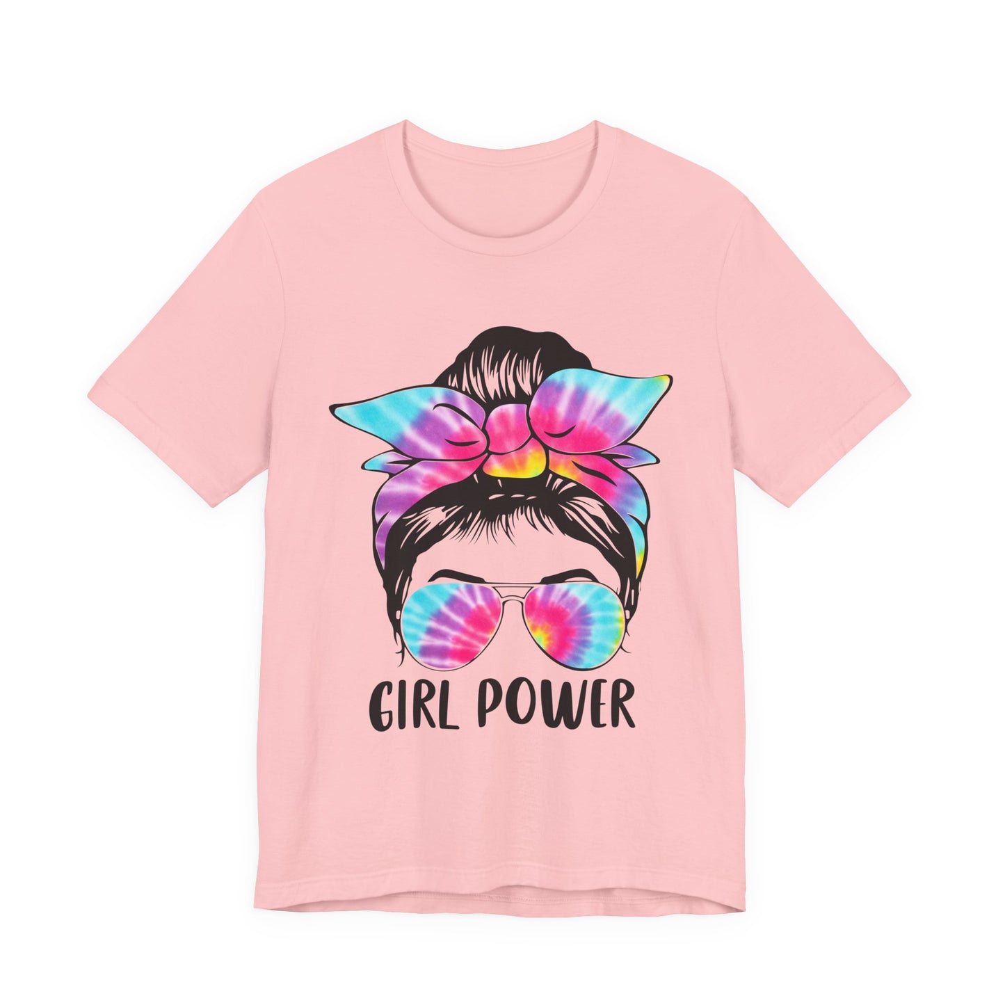 Girl Power Tie-Dye Tee, Unisex Short Sleeve Shirt, Feminist Apparel, Gift for Her, Casual Everyday Wear, Birthday Present Pink
