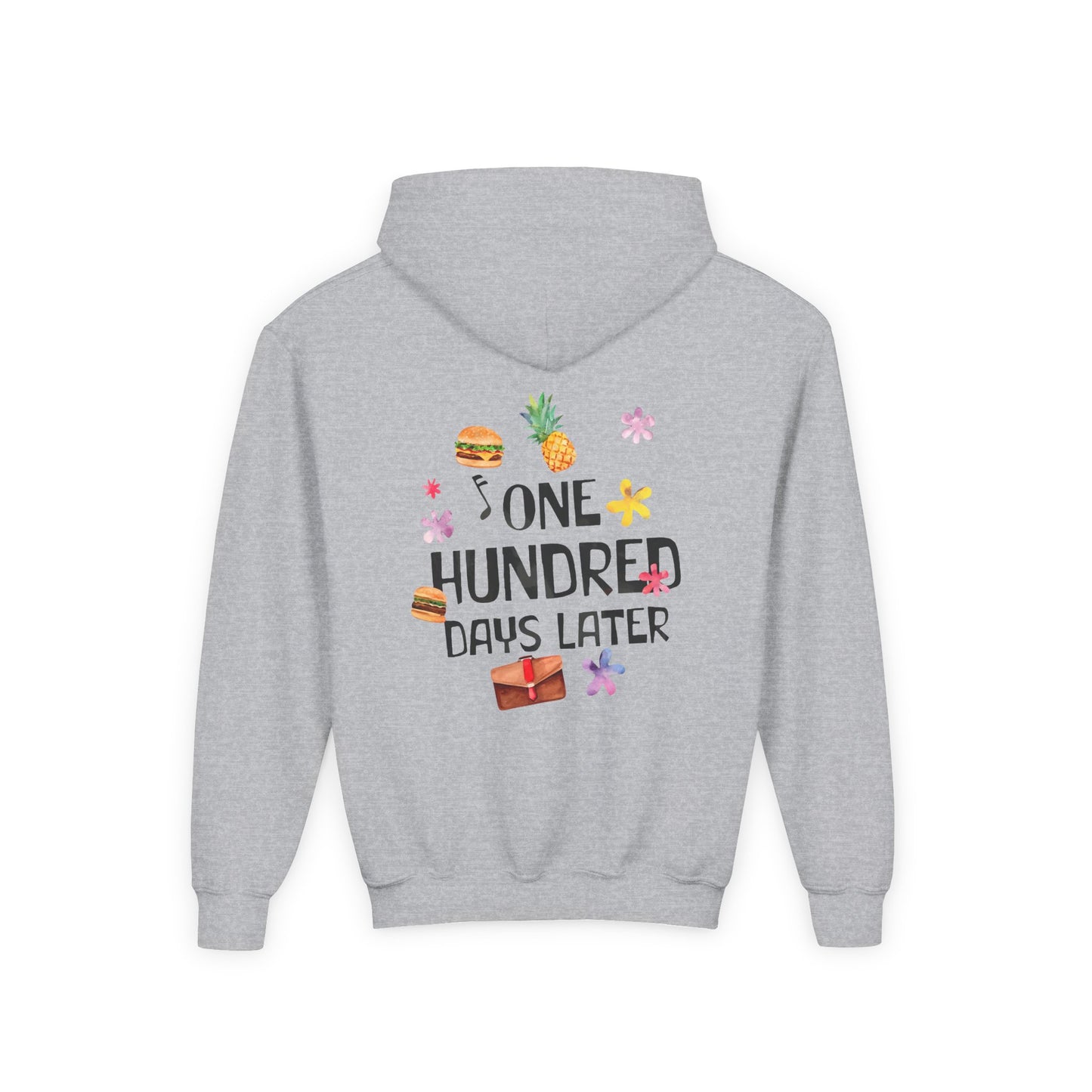 One Hundred Days Later Youth Hoodie, Fun Sweater for Kids, Cozy Gift for Birthdays, Celebrations, and Comfy Days