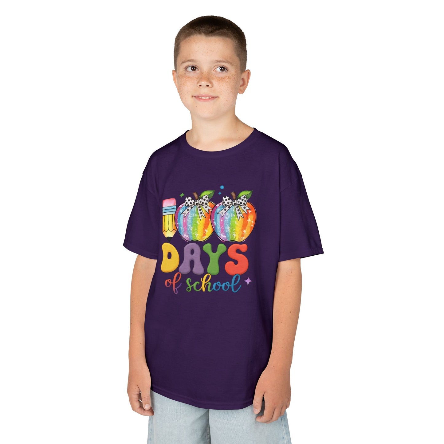 Colorful 100 Days of School Kids Tee, Fun T-Shirt, Back to School, Teacher Gift, Rainbow Design, Kid's Clothing