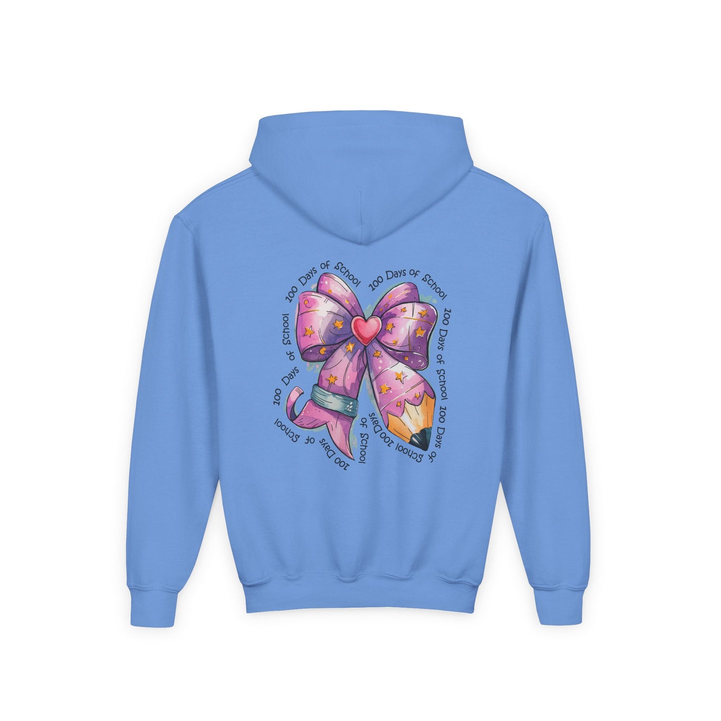 Heartfelt Bow Youth Hoodie - Cute Gift for Kids, Stylish Sweatshirt for Birthday, Back to School, Holiday, Everyday Wear