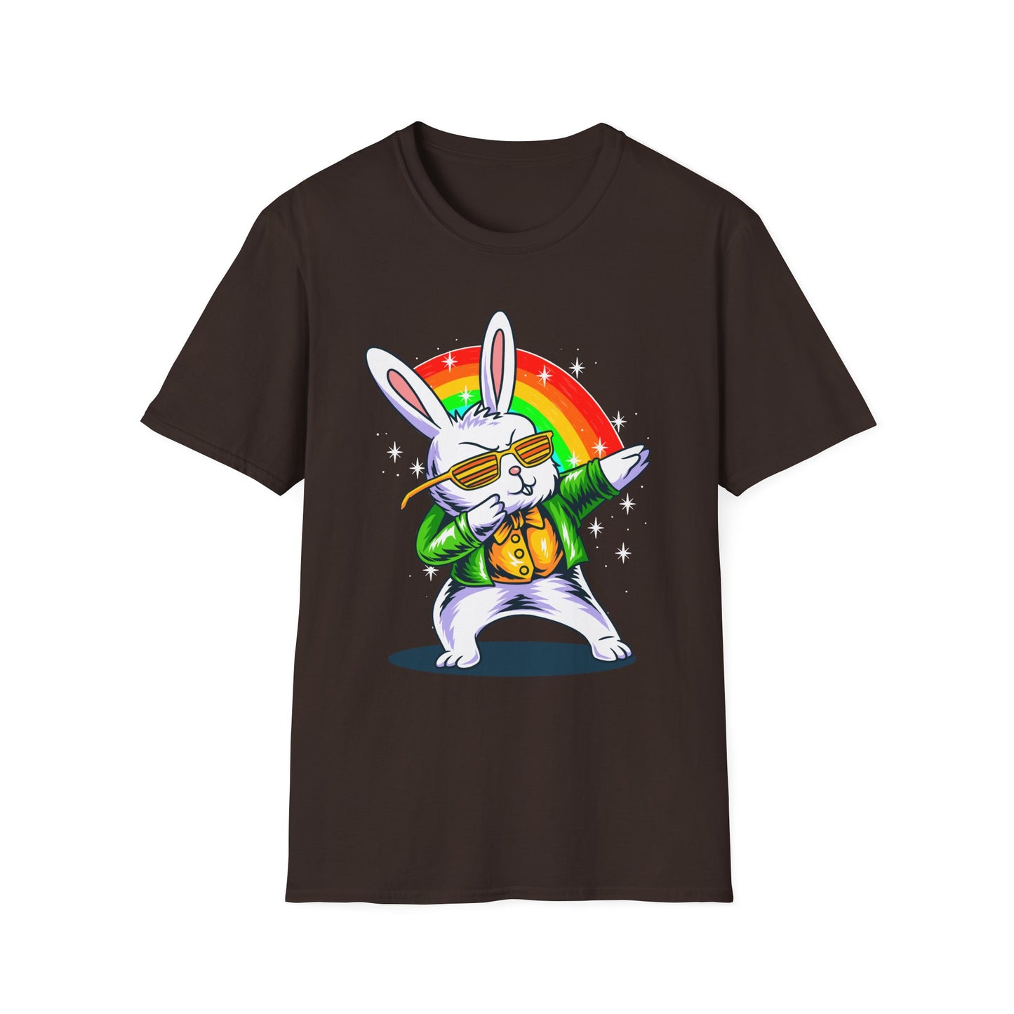 Rainbow Rabbit Cool Vibes Unisex T-Shirt, Fun Gift for Animal Lovers, Perfect for Parties, Birthdays, and Everyday Wear