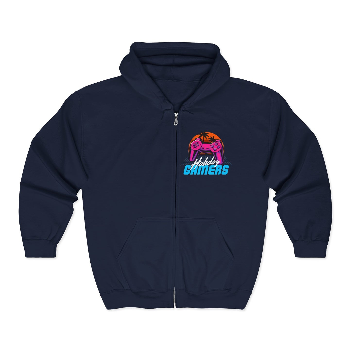 Unisex Gamers Zip Hoodie | Perfect for Gaming Enthusiasts, Comfortable Layering for All Seasons, Gift for Gamers, Stylish Sweatshirt Navy