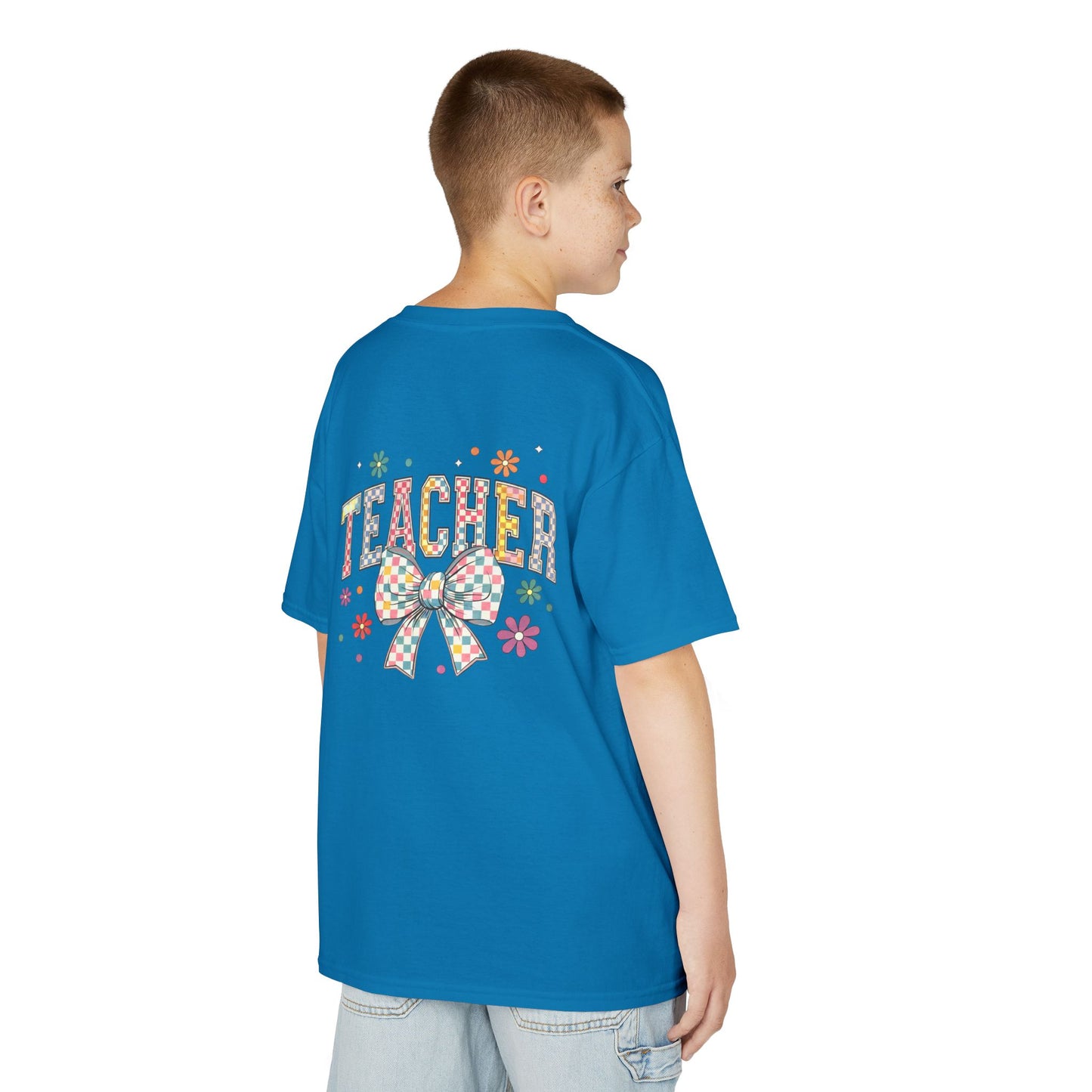Teacher Kids Tee with Colorful Bow Design, Perfect for Back to School, Teacher Appreciation, Birthday Gift, Fun Classroom Wear