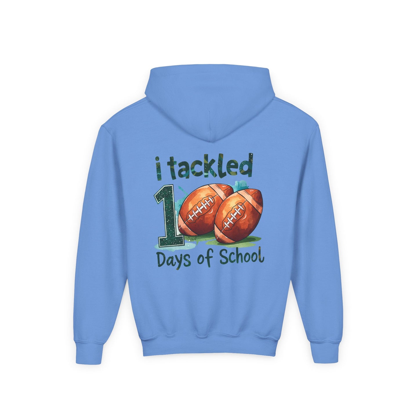 Youth Football Event Hoodie, 100 Days of School Sweatshirt, Back to School Gift, Student Motivation, Sports Lover Apparel Carolina Blue