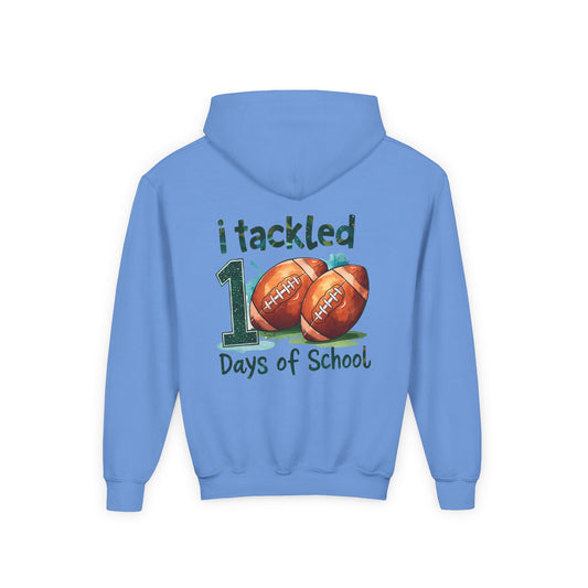 Youth Football Event Hoodie, 100 Days of School Sweatshirt, Back to School Gift, Student Motivation, Sports Lover Apparel Carolina Blue