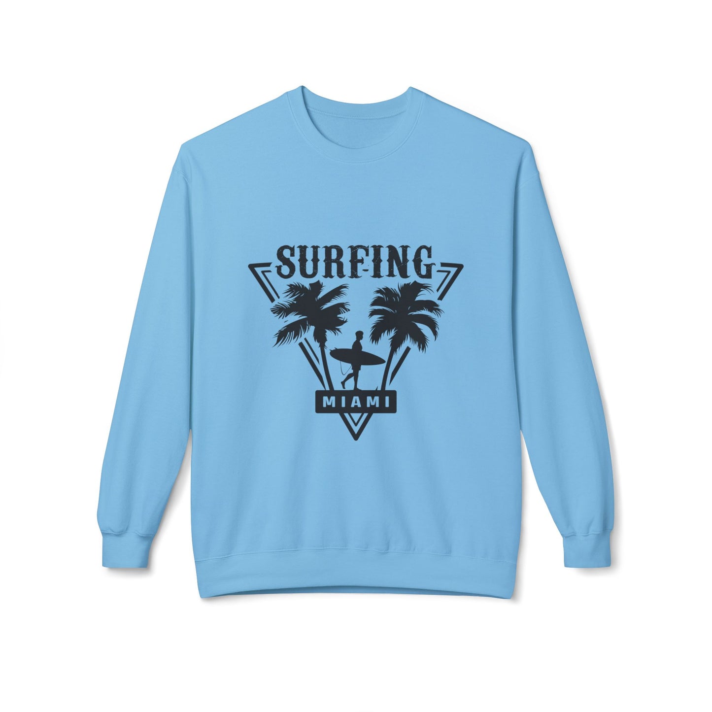 Miami Surfing Sweatshirt, Unisex Sweatshirt, Beach Lover Gift, Casual Layering Piece, Summer Vibes Apparel, Surfing Lifestyle Clothing